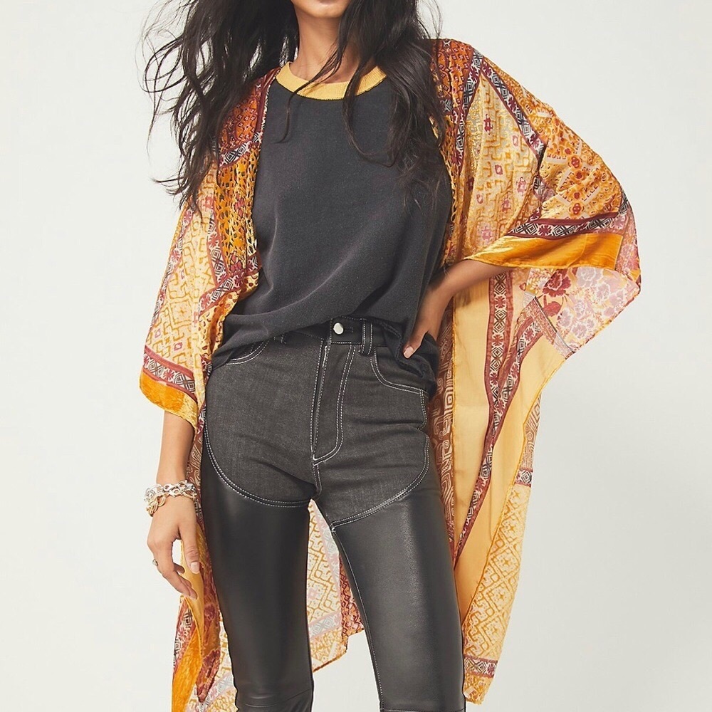Free People Beguiled Patchwork Burnout Kimono